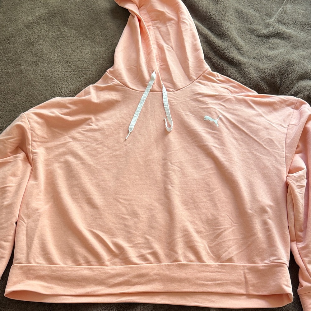 Puma Women's Light Peach Hoodie with White Logo
